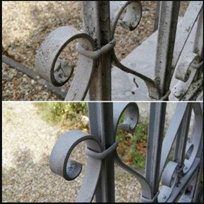Décapage portail fer forgé avant après